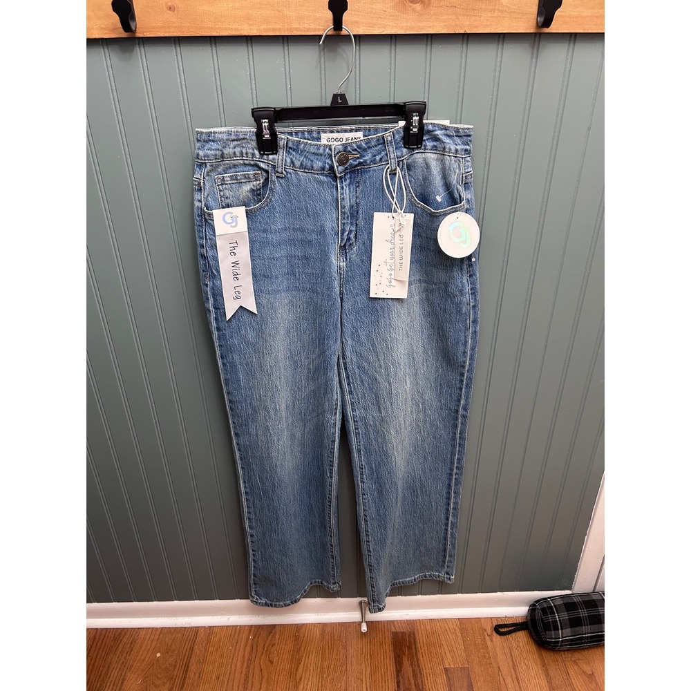 GOGO JEANS Women's The Wide Leg Blue Denim Jeans Size 7 28 Relaxed Fit‎